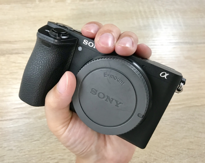 アルファ6500を片手で持っている写真